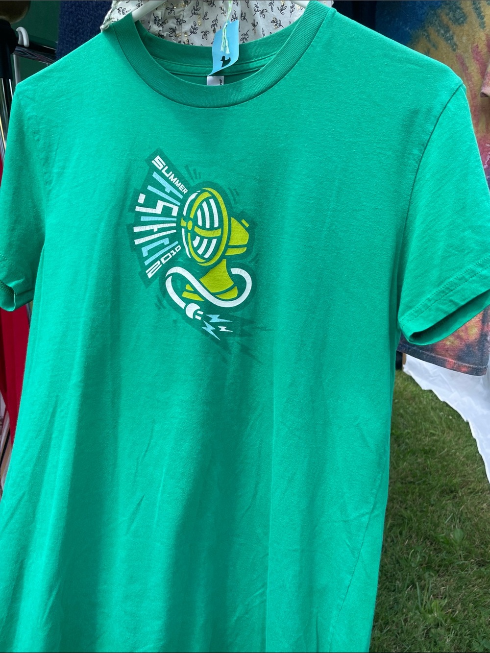 American Apparel Green Kids Short Sleeve Tee with Yellow Graphic